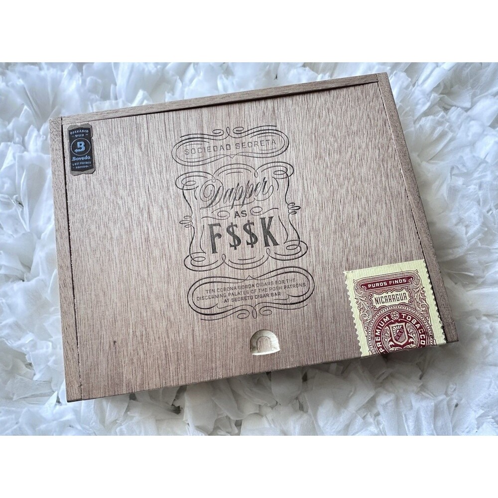Dapper Cigar Co. "As F$$K" Sampler Empty Wood Box - Sociedad Secreta Exclusive
